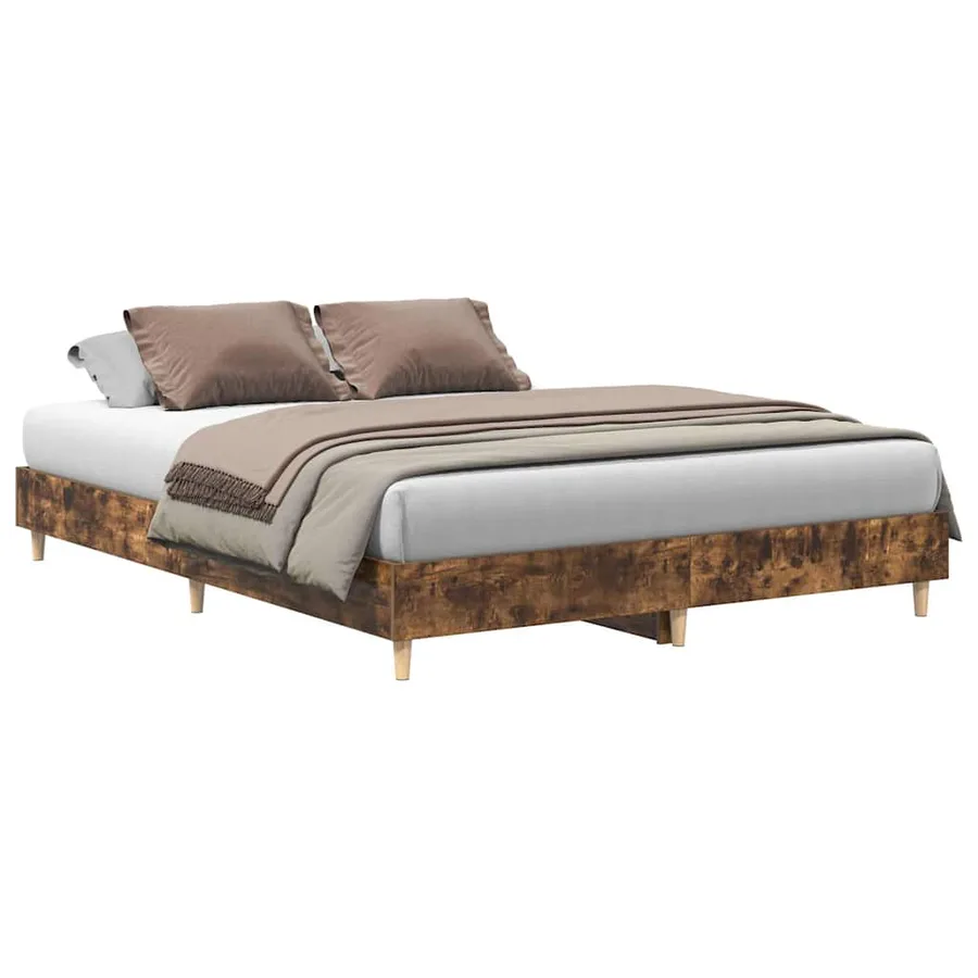 Cadre de lit sans matelas chêne fumé 150x200 cm bois ingénierie - 2