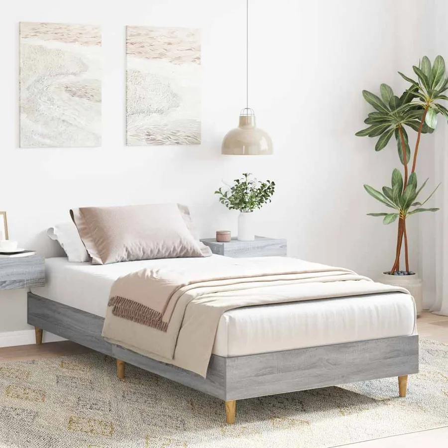 Cadre de lit sans matelas sonoma gris 75x190 cm - 3