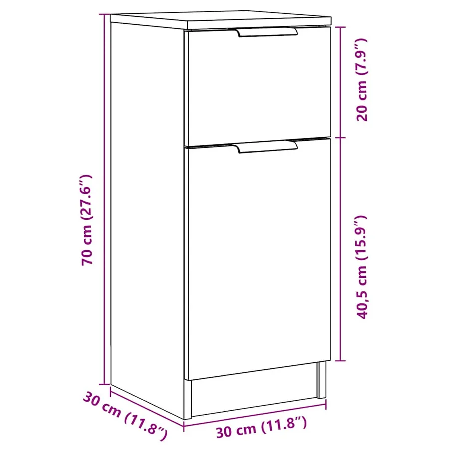 Buffets 2 pcs vieux bois 30x30x70 cm bois d'ingénierie - 11