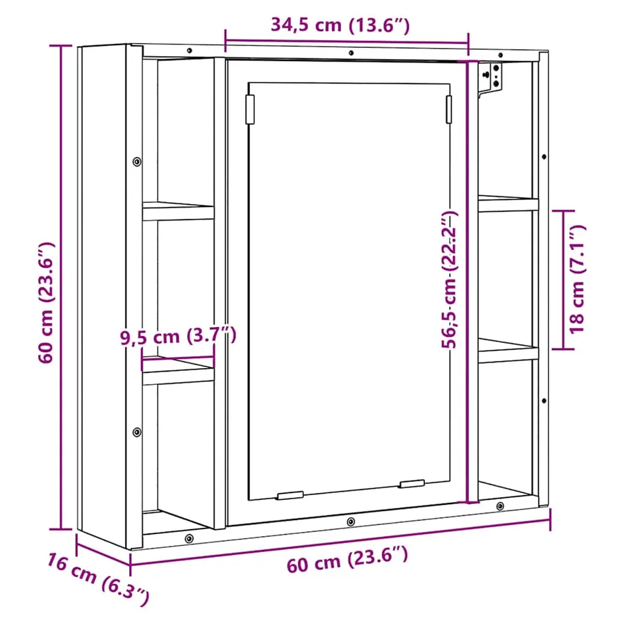 Armoire à miroir de salle de bain vieux bois bois d'ingénierie - 11