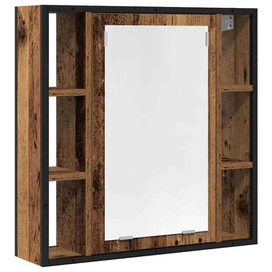 Armoire à miroir de salle de bain vieux bois bois d'ingénierie - 2