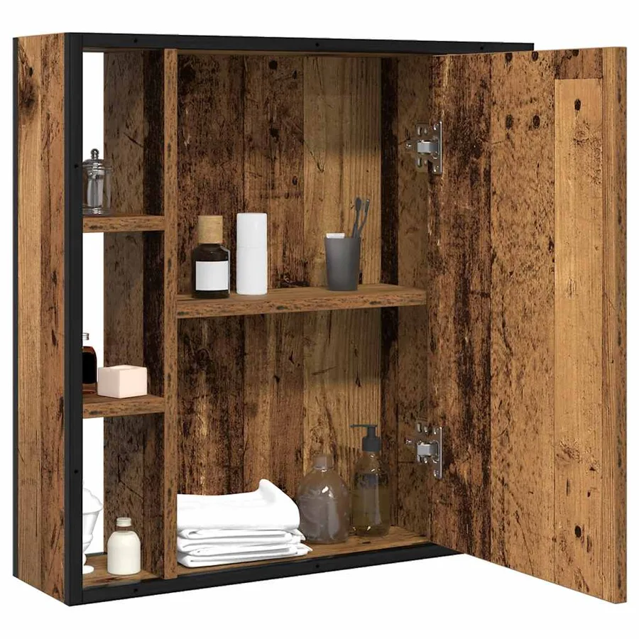 Armoire à miroir de salle de bain vieux bois bois d'ingénierie - 3