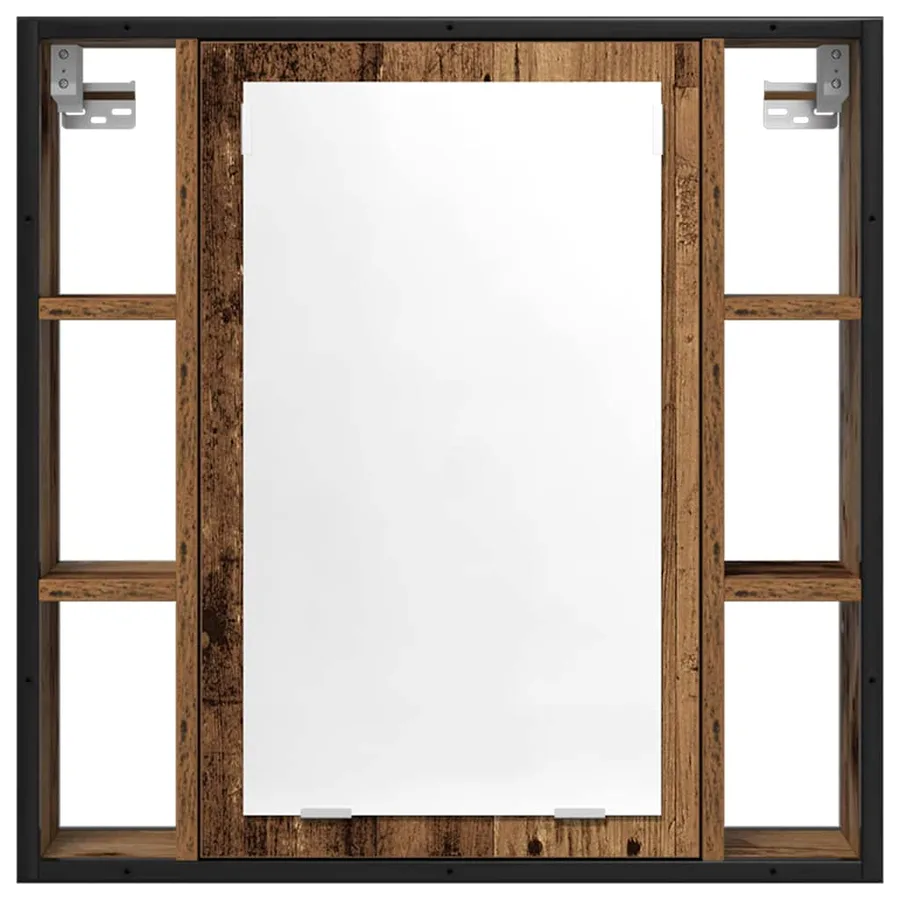 Armoire à miroir de salle de bain vieux bois bois d'ingénierie - 4