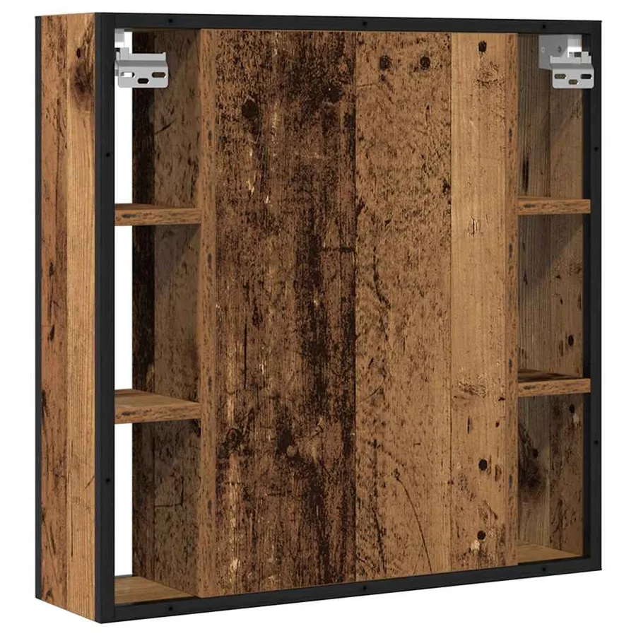Armoire à miroir de salle de bain vieux bois bois d'ingénierie - 6