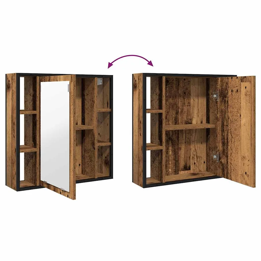 Armoire à miroir de salle de bain vieux bois bois d'ingénierie - 7