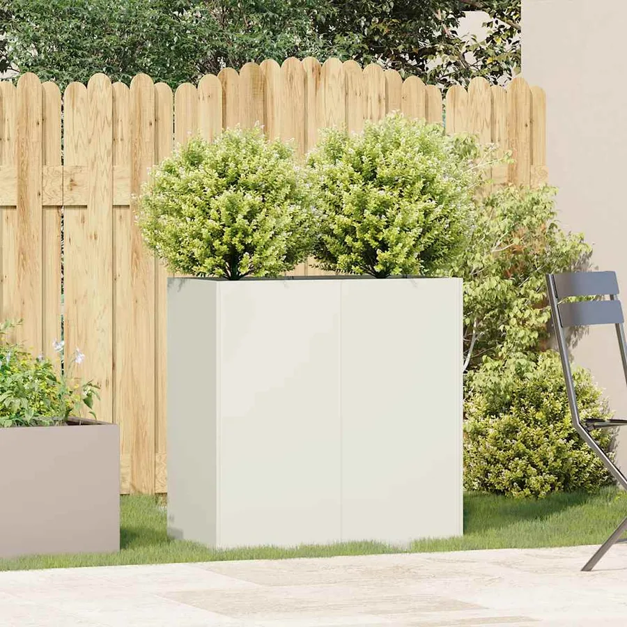 Jardinière blanc 80x40x80 cm acier laminé à froid - 3