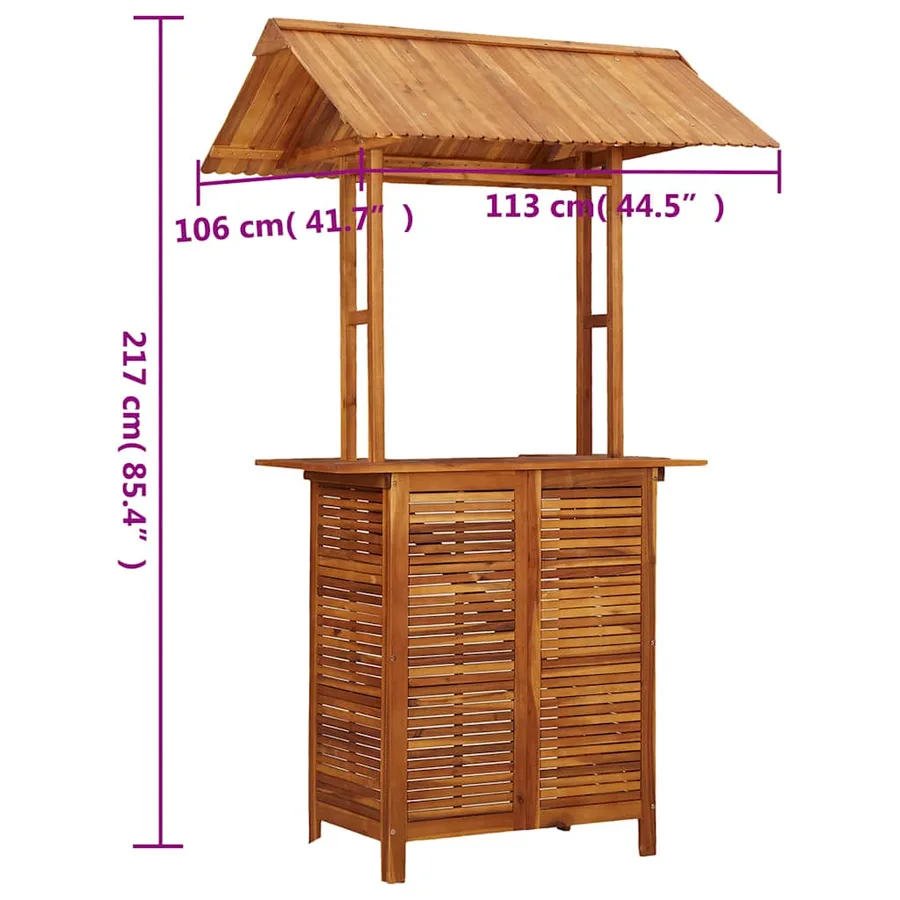 Table de bar d'extérieur avec toit 113x106x217 cm Bois d'acacia - 11