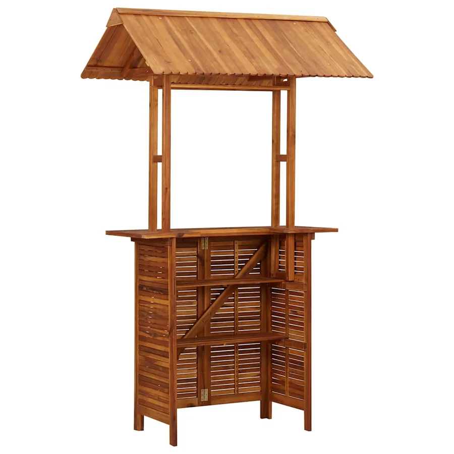 Table de bar d'extérieur avec toit 113x106x217 cm Bois d'acacia - 7