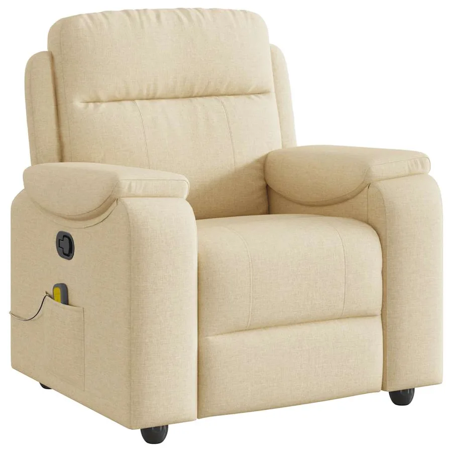 Fauteuil de massage inclinable Crème Tissu - 2