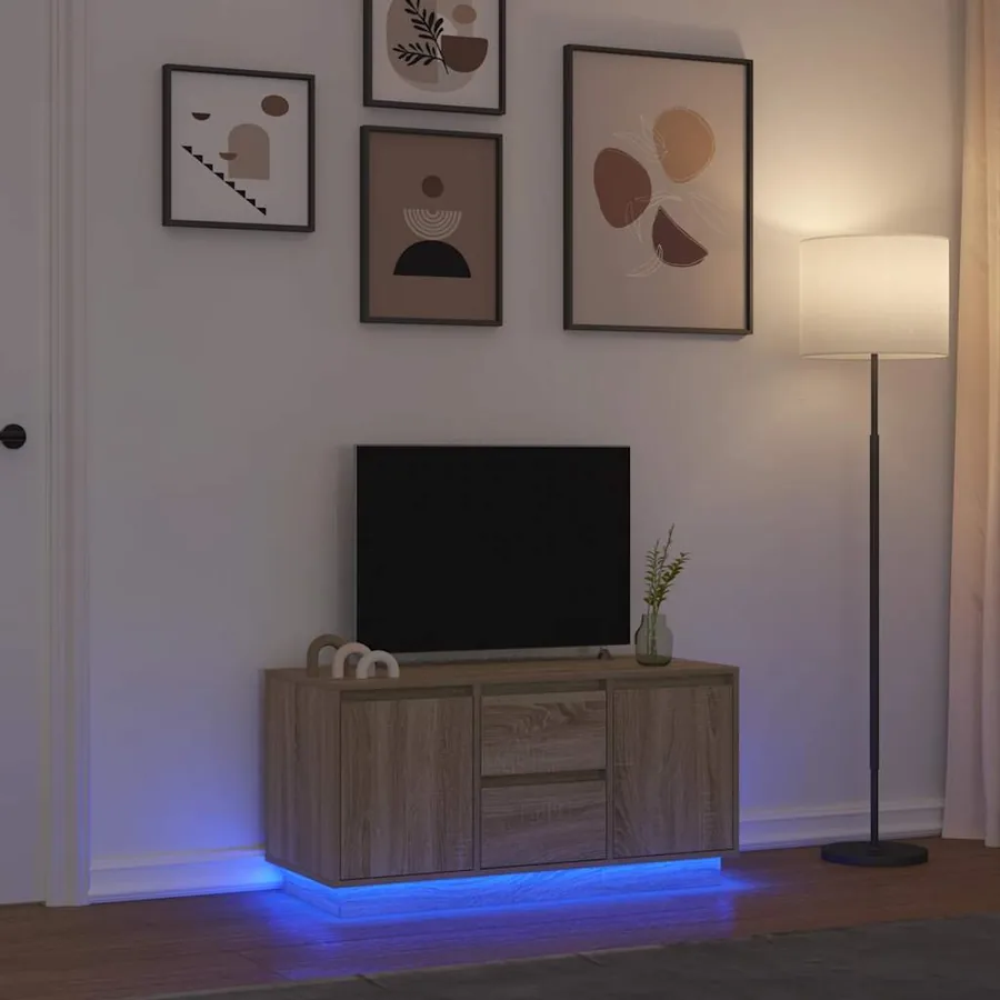 Meuble TV avec lumières LED chêne sonoma 100x41x50 cm
