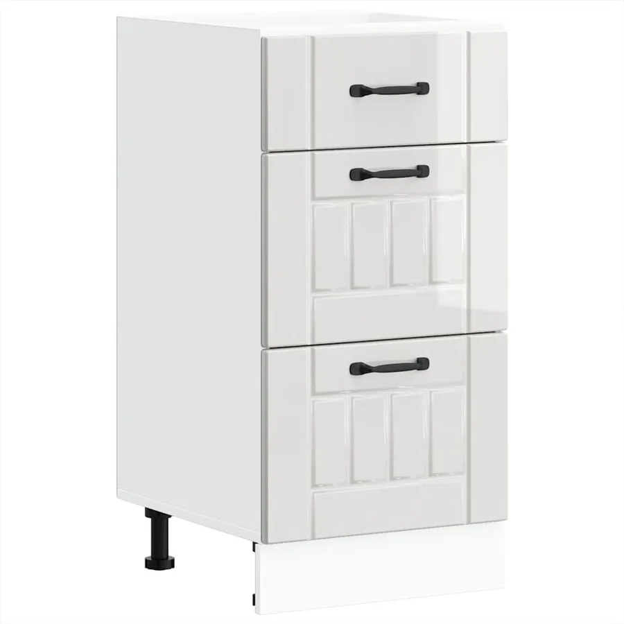 Meuble bas de cuisine « Lucca » Bois d'ingénierie blanc brillant - 2