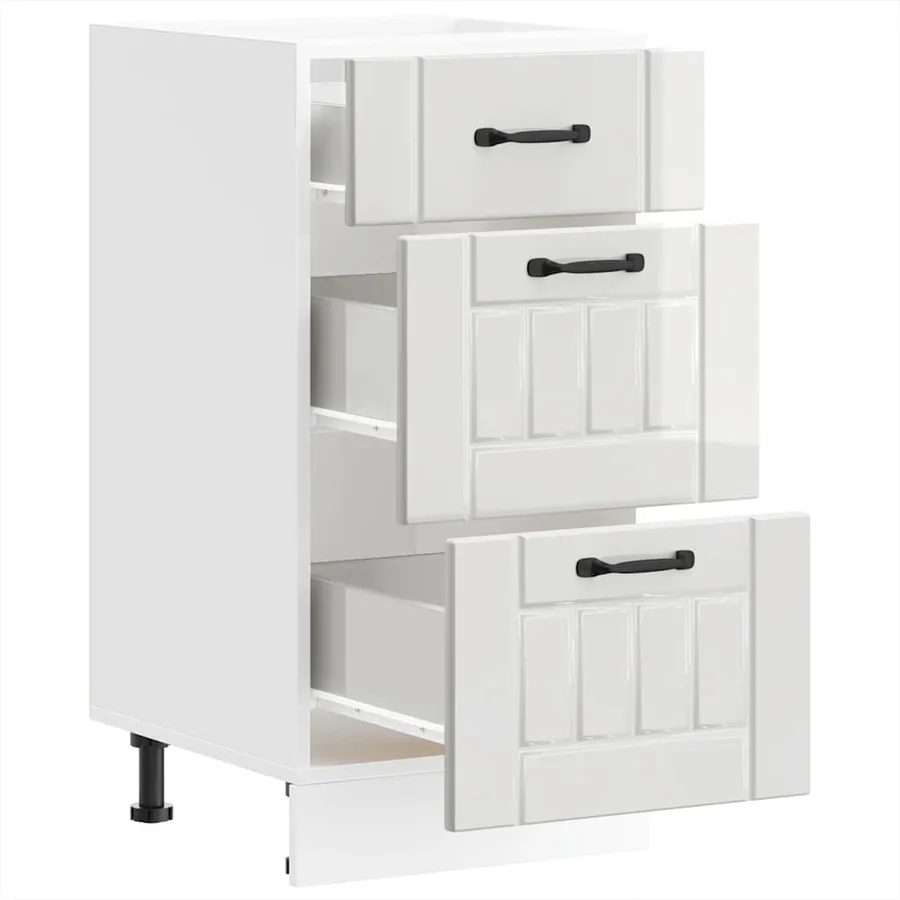 Meuble bas de cuisine « Lucca » Bois d'ingénierie blanc brillant - 5