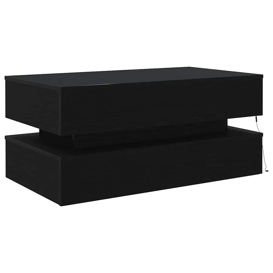 Table basse avec lumières LED chêne noir 90x50x40 cm - 9