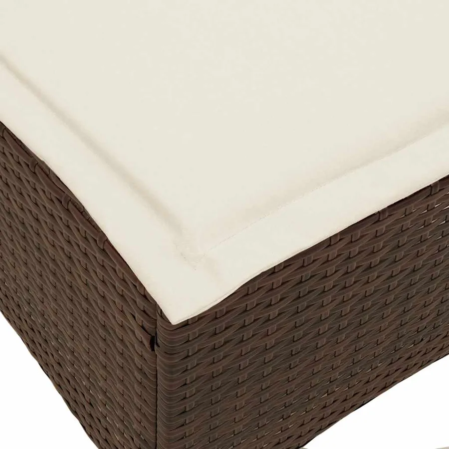 Canapé de jardin inclinable coussins forme L marron polyrotin - 11