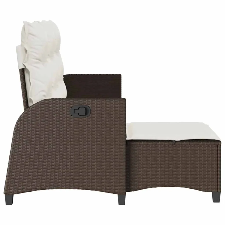 Canapé de jardin inclinable coussins forme L marron polyrotin - 6