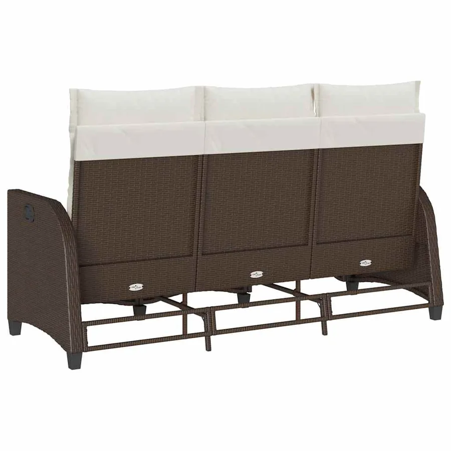 Canapé de jardin inclinable coussins forme L marron polyrotin - 7