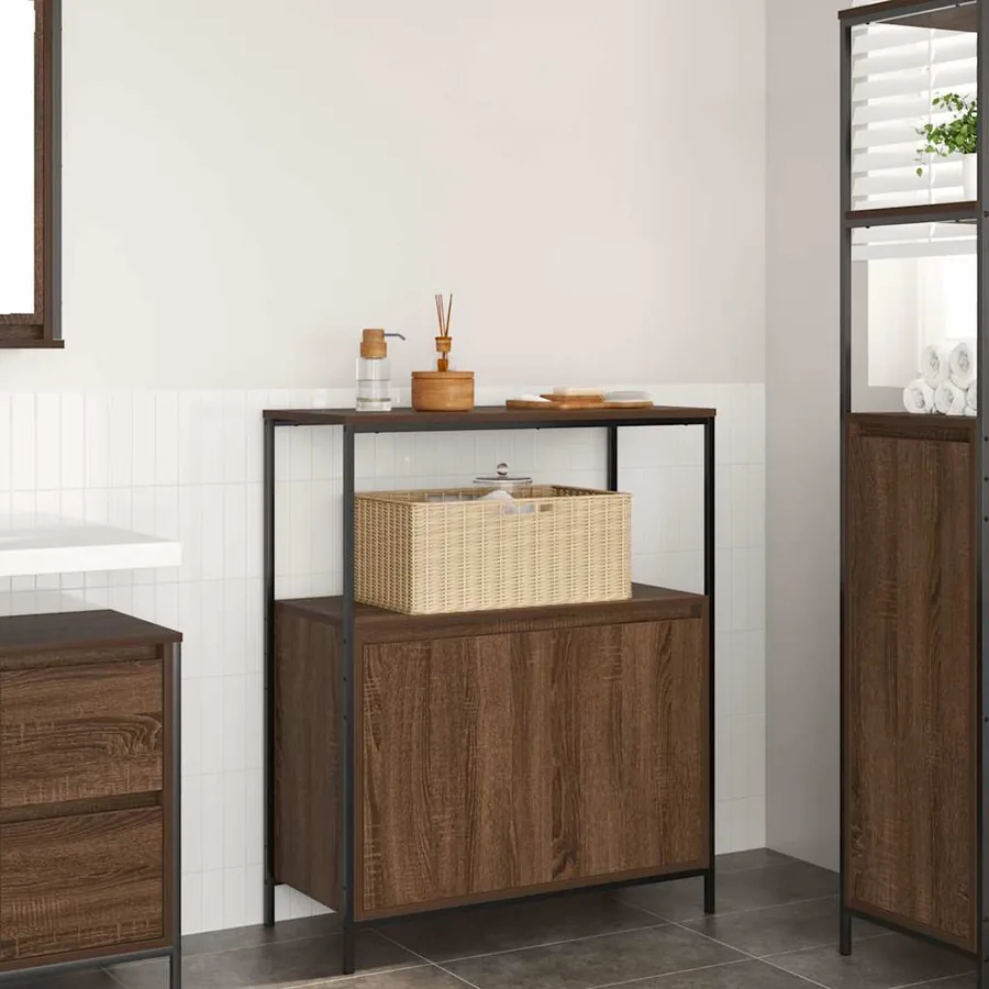 Meuble de salle de bain avec étagères chêne marron 76,5x35x95cm