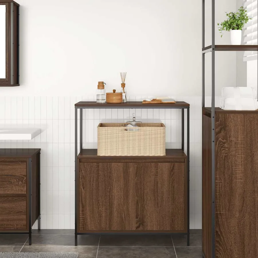 Meuble de salle de bain avec étagères chêne marron 76,5x35x95cm - 3