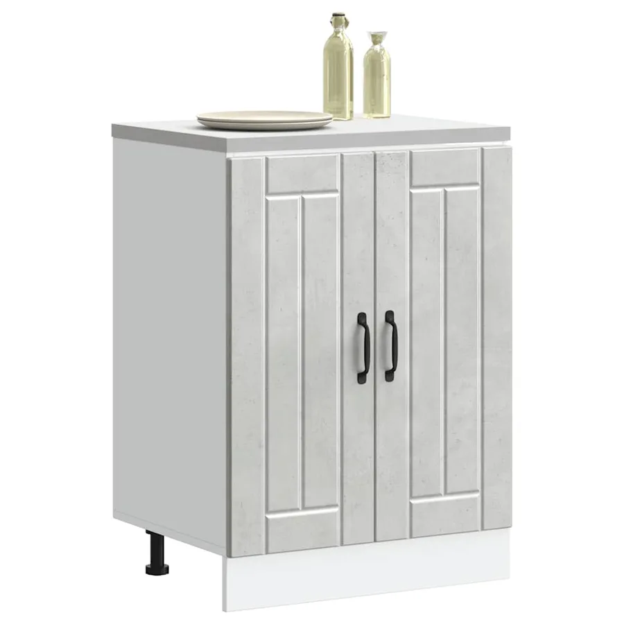 Meuble de base de lavabo Lucca gris béton bois ingénierie - 3