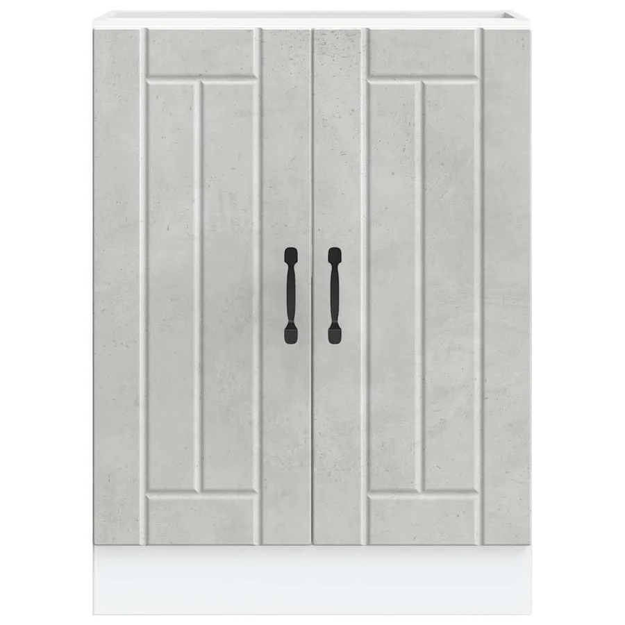 Meuble de base de lavabo Lucca gris béton bois ingénierie - 4