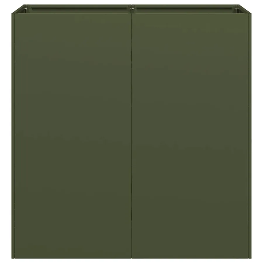 Jardinière vert olive 80x40x80 cm acier laminé à froid - 4
