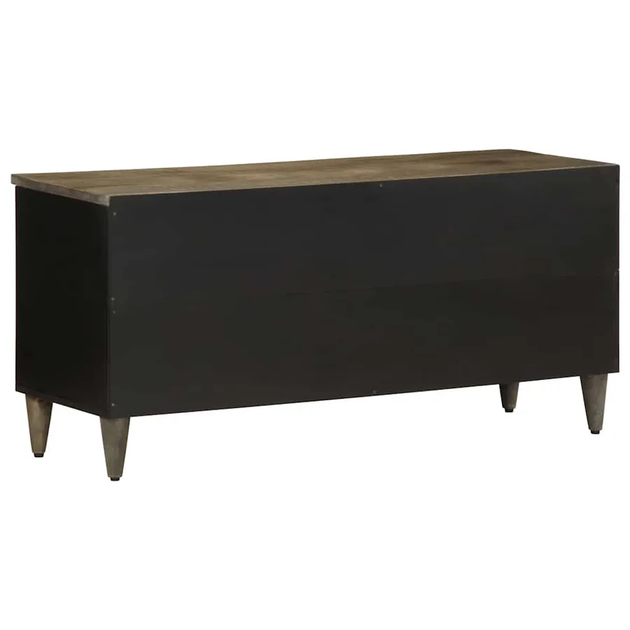 Meuble TV noir 100x33x46 cm bois massif de manguier - 5