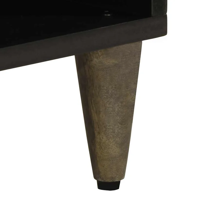 Meuble TV noir 100x33x46 cm bois massif de manguier - 8