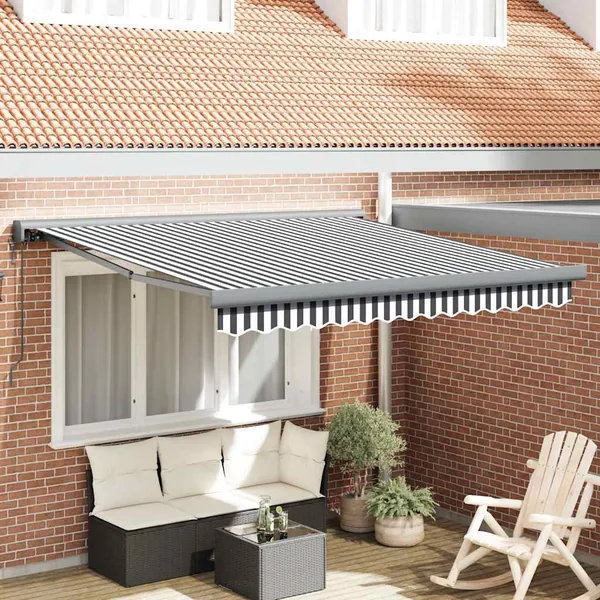 Auvent rétractable anthracite/blanc 3x2,5 m tissu et aluminium