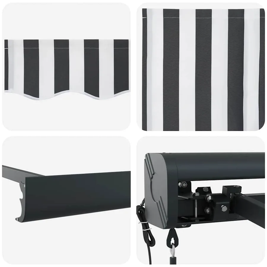 Auvent rétractable anthracite/blanc 3x2,5 m tissu et aluminium - 16