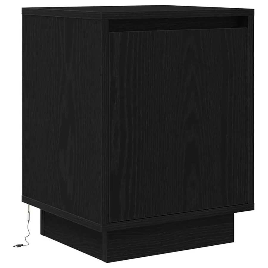 Table de chevet avec lumières LED noir 38x34x50 cm - 3