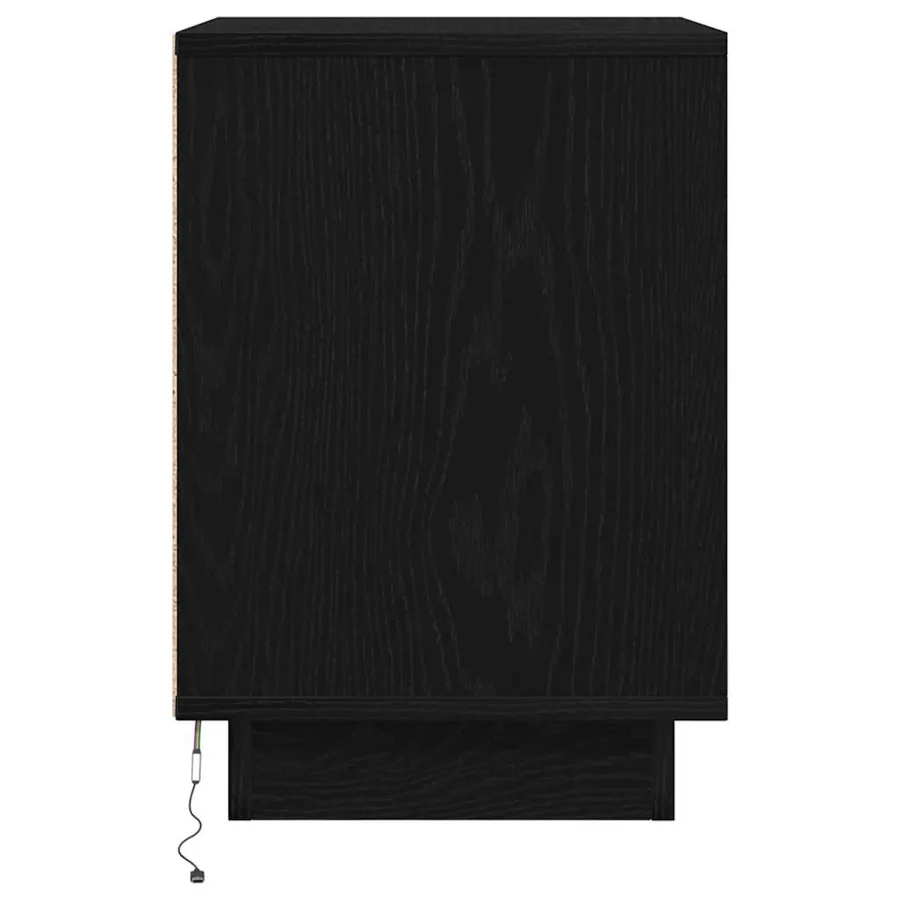 Table de chevet avec lumières LED noir 38x34x50 cm - 7