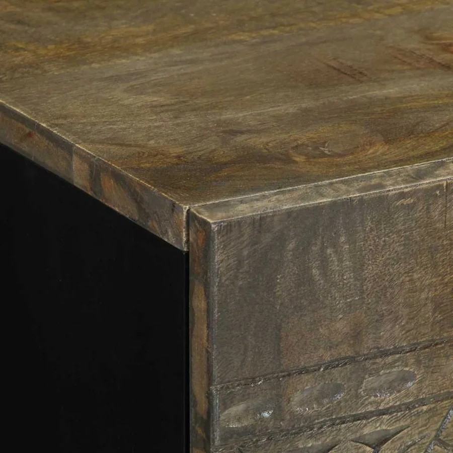 Table de chevet gris clair 50x33x60 cm bois de manguier massif - 6