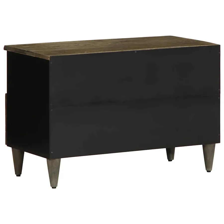 Meuble TV gris clair 70x33,5x46 cm bois massif de manguier - 5