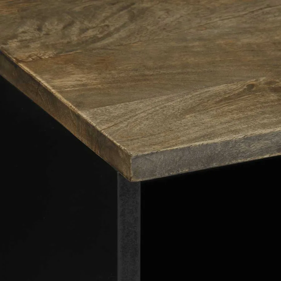 Meuble TV gris clair 70x33,5x46 cm bois massif de manguier - 6