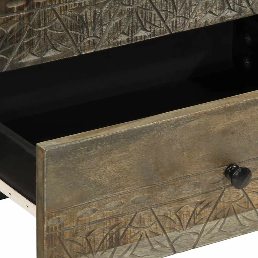 Table de chevet gris clair 50x33x60 cm bois de manguier massif - 7