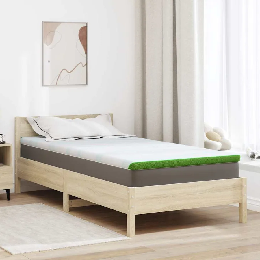 Surmatelas Blanc et vert 90 x 190 cm Tissu Jacquard