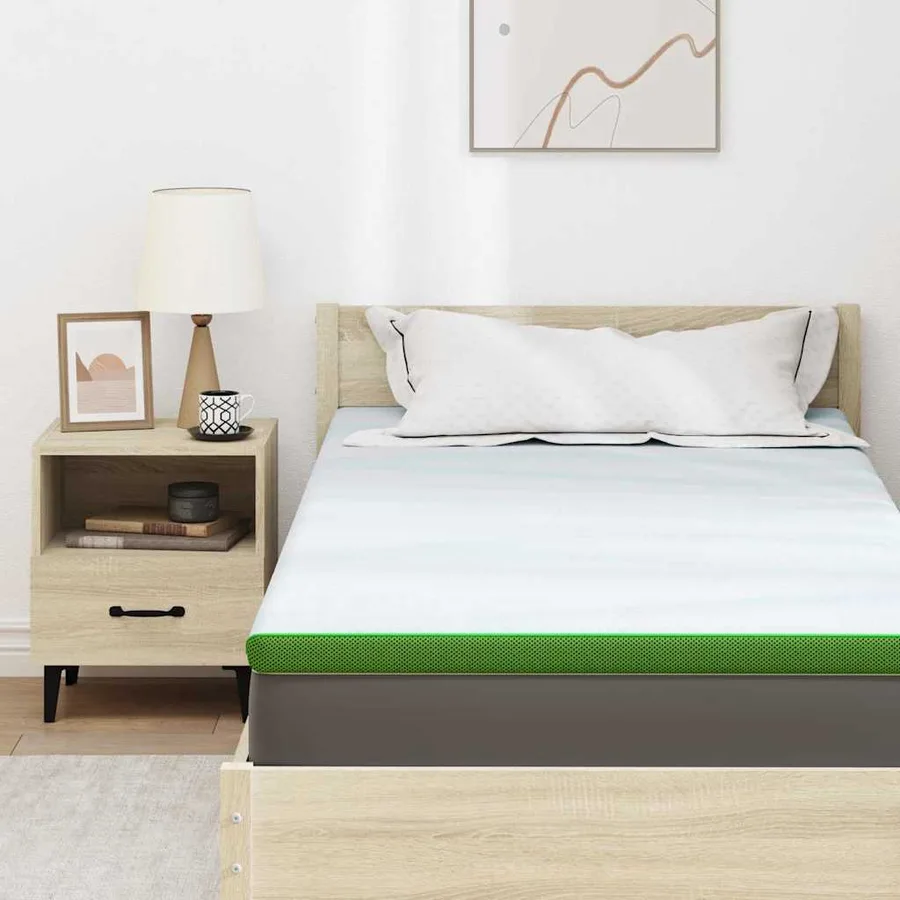 Surmatelas Blanc et vert 90 x 190 cm Tissu Jacquard - 7