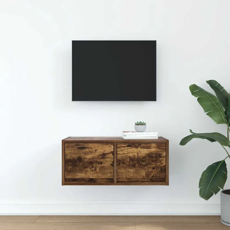 Meuble TV chêne fumé 60x31x25,5 cm bois d'ingénierie - 3