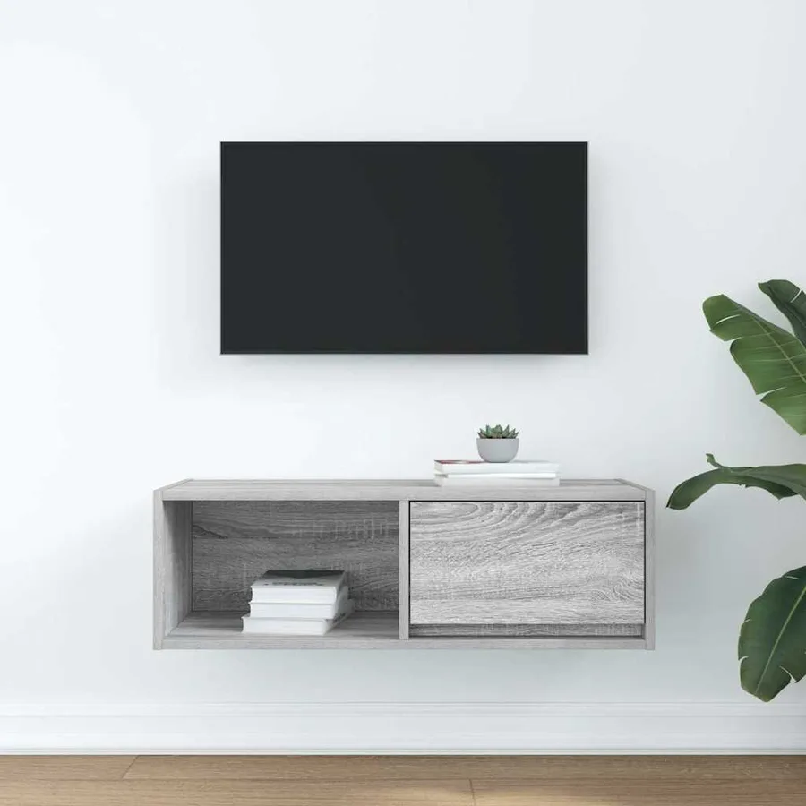 Meuble TV sonoma gris 80x31x25,5 cm bois d'ingénierie - 3