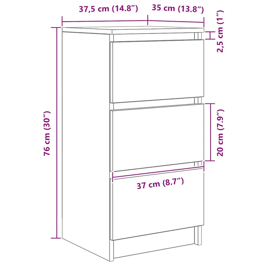 Buffet sonoma gris 37,5x35x76 cm bois d'ingénierie - 12