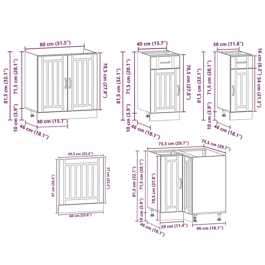 Ensemble d'armoires de cuisine 11 pcs Lucca bois d'ingénierie - 10