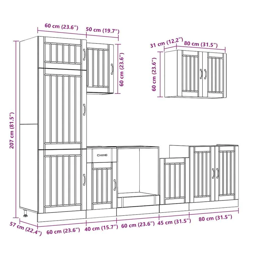 Ensemble d'armoires cuisine 7pcs Lucca blanc bois d'ingénierie - 11