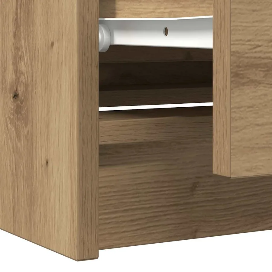 Meuble TV chêne artisanal 100x35x54 cm bois d'ingénierie - 10