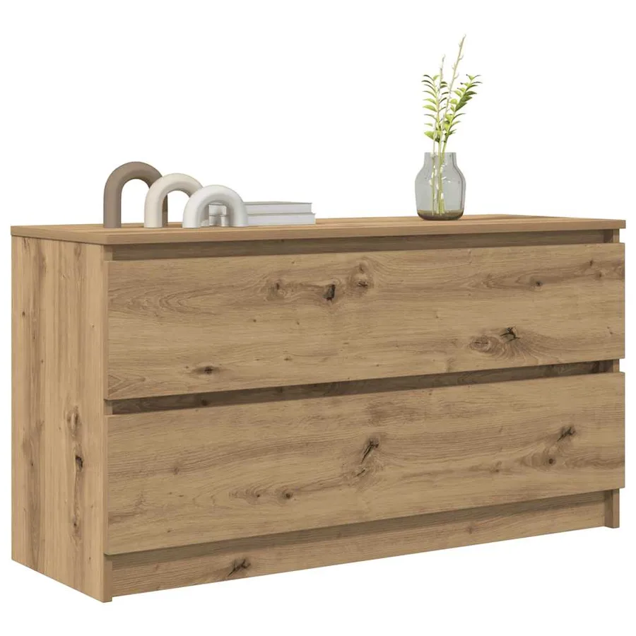 Meuble TV chêne artisanal 100x35x54 cm bois d'ingénierie - 4