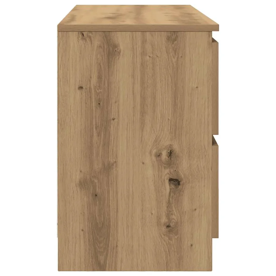 Meuble TV chêne artisanal 100x35x54 cm bois d'ingénierie - 7