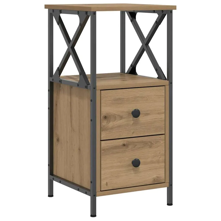 Table de chevet chêne artisanal 34x35,5x70 cm bois d'ingénierie - 2