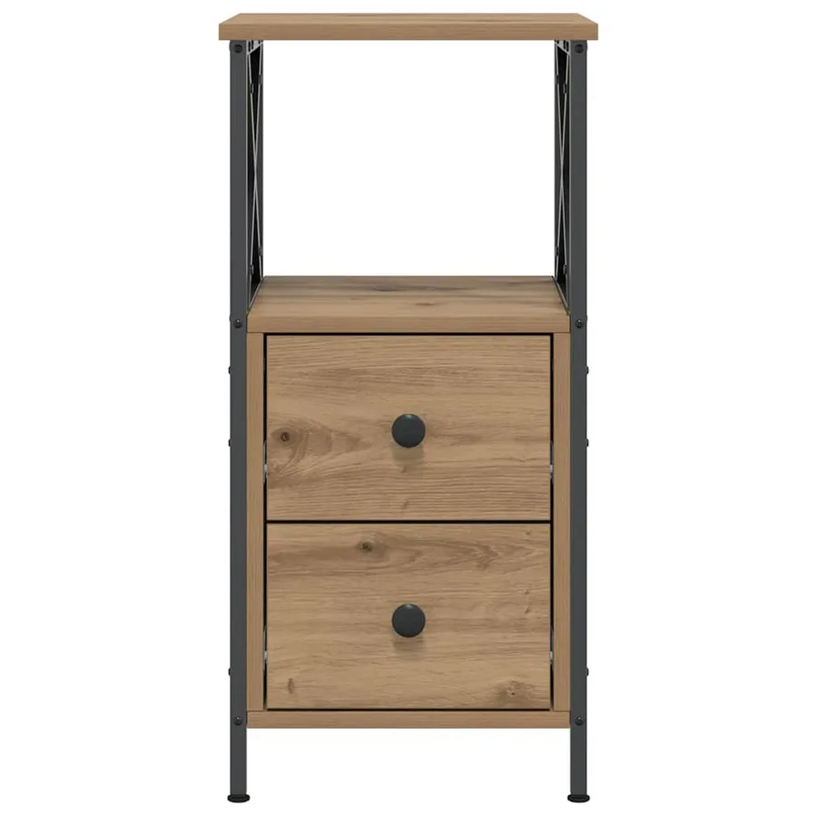 Table de chevet chêne artisanal 34x35,5x70 cm bois d'ingénierie - 4