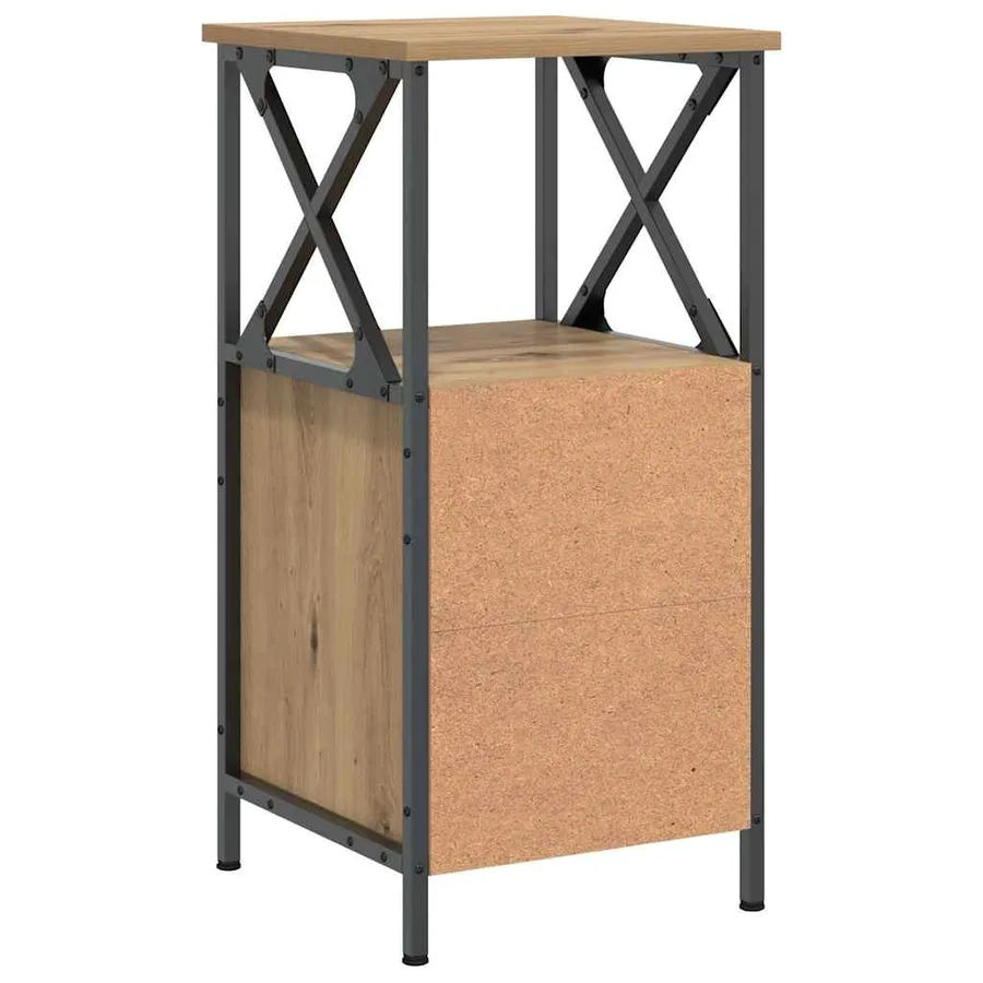 Table de chevet chêne artisanal 34x35,5x70 cm bois d'ingénierie - 5