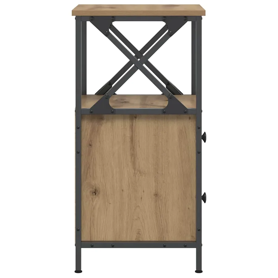 Table de chevet chêne artisanal 34x35,5x70 cm bois d'ingénierie - 6