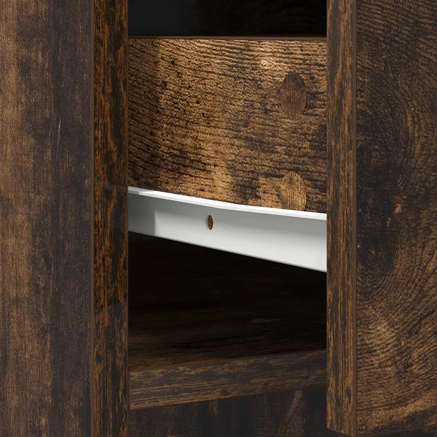 Buffet avec tiroirs et portes chêne fumé 70,5x34x74,5 cm - 11